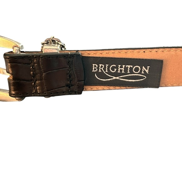 Brighton Black crocodile Belt with silver Golf Charms Buckle size M/L 32 - Picture 3 of 7